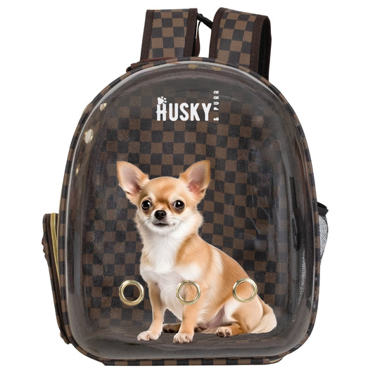 Pet Transparent Carrier - Brown